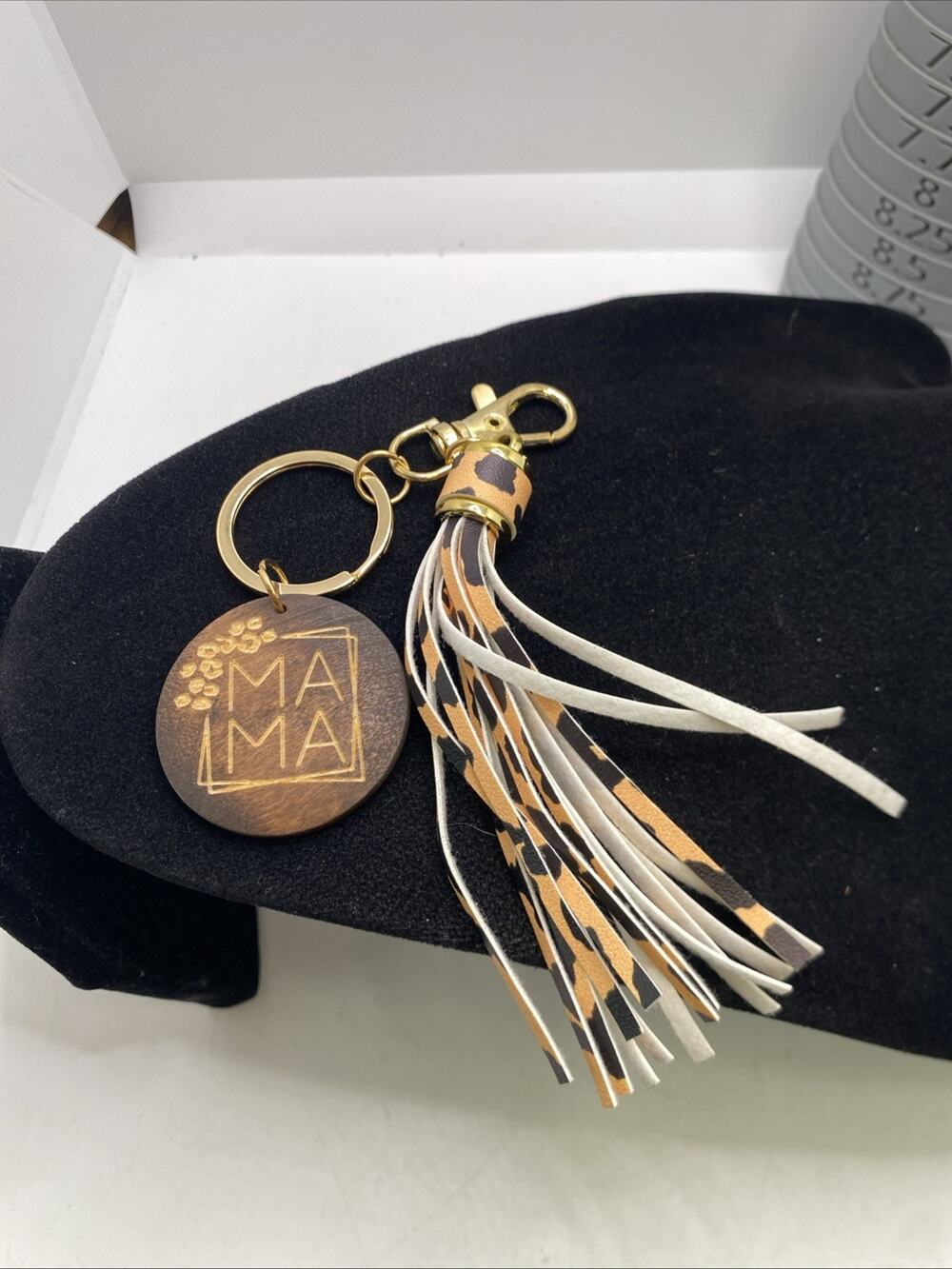 Vintage Mama Wood And Tassle Womens Keychain